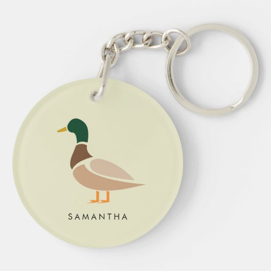 Mallard Duck Keychain Modern Minimal Illustration Schlüsselanhänger (Rückseite)