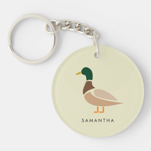 Mallard Duck Keychain Modern Minimal Illustration Schlüsselanhänger (Vorderseite)