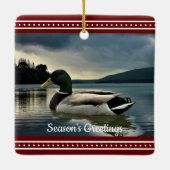 Mallard Duck Lake Weihnachtssaison Grüße Keramikornament (Rückseite)