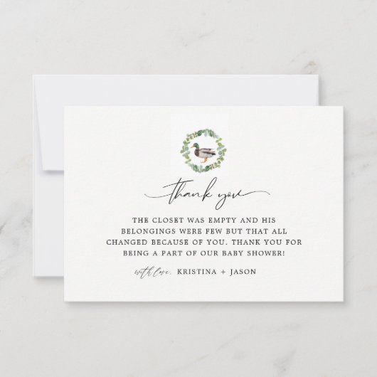 Mallard Duck Little Duckling Baby Duckling Dusche Dankeskarte (Vorderseite)