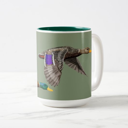 Mallard Duck Lovers Zweifarbige Tasse (VorderseiteRechts)