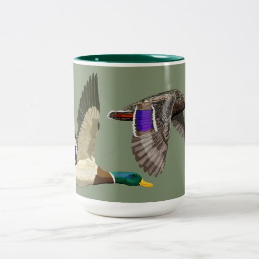 Mallard Duck Lovers Zweifarbige Tasse (Mittel)