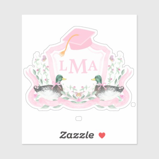 Mallard Duck Monogram Abschluss Wappen Aufkleber (Blatt)