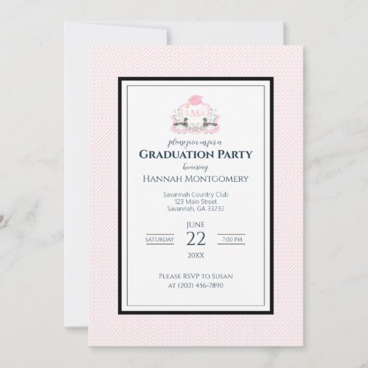 Mallard Duck Monogram Abschluss Wappen Einladung (Vorderseite)