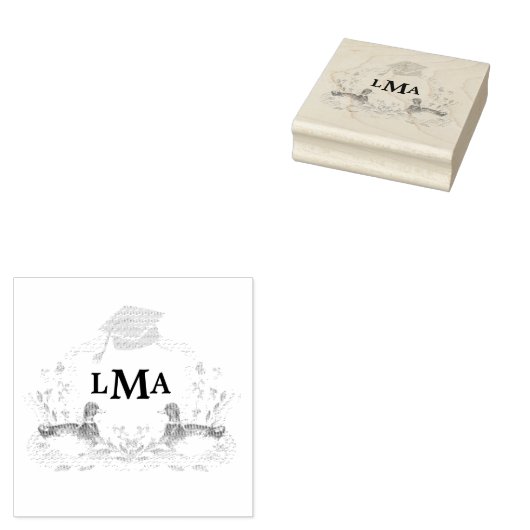 Mallard Duck Monogram Abschluss Wappen Gummistempel (Stempel)