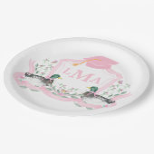 Mallard Duck Monogram Abschluss Wappen Pappteller (Schrägansicht)