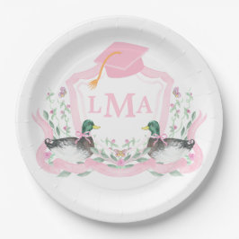 Mallard Duck Monogram Abschluss Wappen Pappteller
