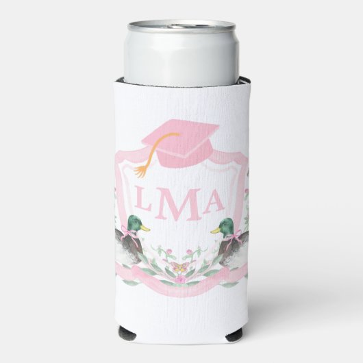 Mallard Duck Monogram Abschluss Wappen Selters Dosenkühler (Seltzer Vorderseite)