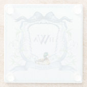 Mallard Duck Monogram Grandmillennial Glasuntersetzer (Rückseite)