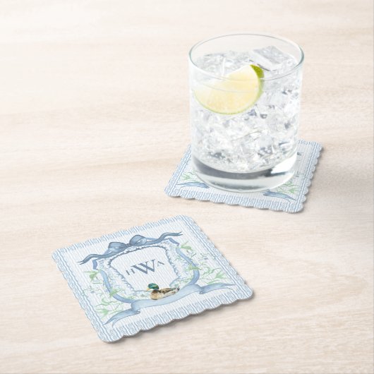 Mallard Duck Monogram Grandmillennial Untersetzer (Vor Ort)