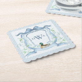 Mallard Duck Monogram Grandmillennial Untersetzer