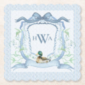 Mallard Duck Monogram Grandmillennial Untersetzer (Vorderseite)