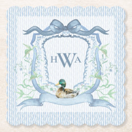 Mallard Duck Monogram Grandmillennial Untersetzer