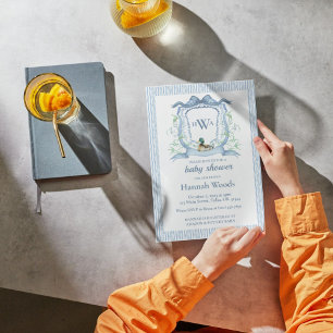 Mallard Duck Monogram Wappen Babydusche Einladung