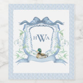 Mallard Duck Monogram Weinetikett (Einzelnes Label)