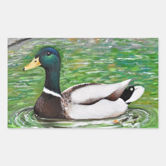Mallard Duck Painting Rechteckiger Aufkleber (Vorderseite)