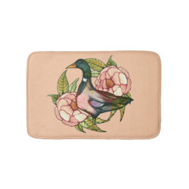 Mallard Duck Peony Nature Lovers Badematte