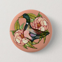 Mallard Duck Peony Nature Lovers Button