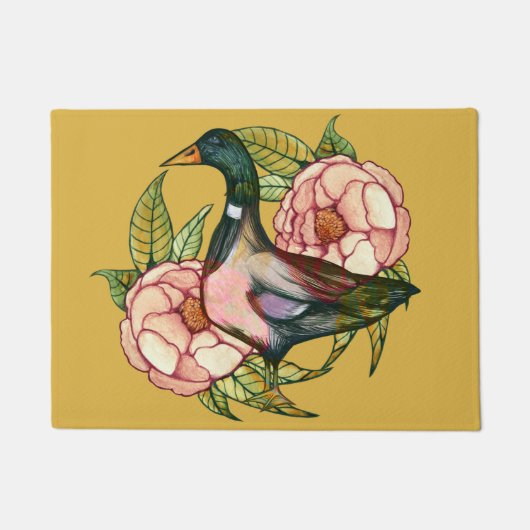 Mallard Duck Peony Nature Lovers Fußmatte (Vorderseite)