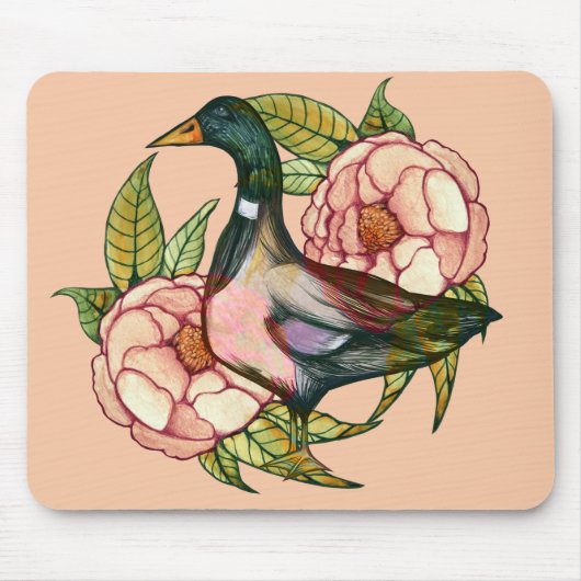 Mallard Duck Peony Nature Lovers Mousepad (Vorne)