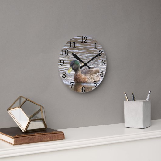 Mallard Duck Photo Clock Runde Wanduhr (Büro)