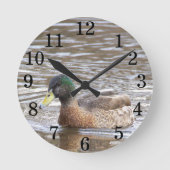 Mallard Duck Photo Clock Runde Wanduhr (Vorderseite)