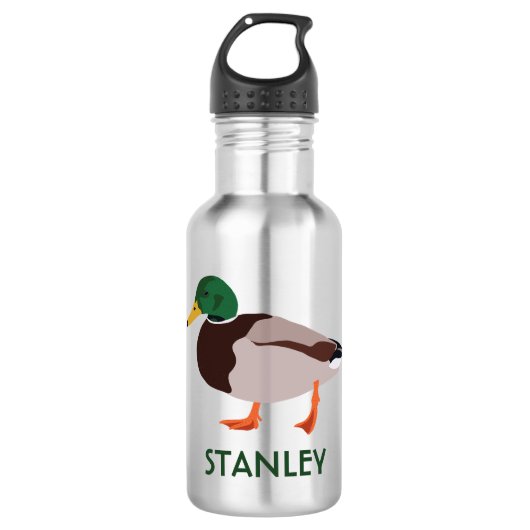 Mallard Duck Realistische Illustration Personalisi Edelstahlflasche (Vorderseite)