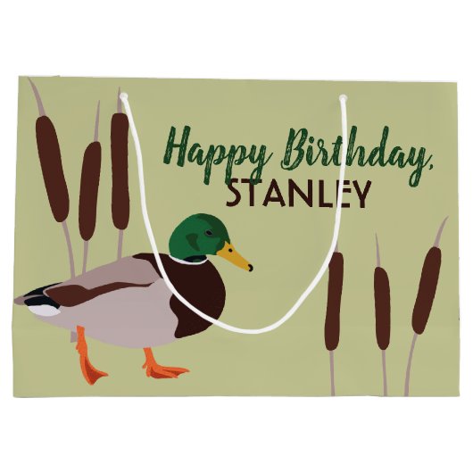 Mallard Duck Realistische Illustration Personalisi Große Geschenktüte (Rückseite)