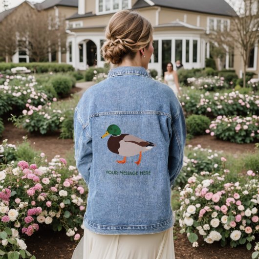 Mallard Duck Realistische Illustration Personalisi Jeansjacke (Hochzeit Rückseite)