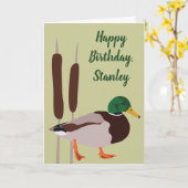 Mallard Duck Realistische Illustration Personalisi Karte (Gelbe Blume)