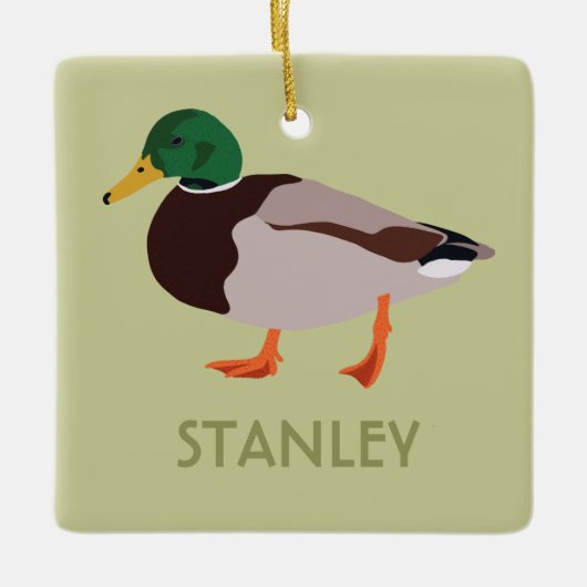 Mallard Duck Realistische Illustration Personalisi Keramikornament (Vorderseite)