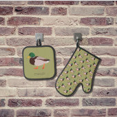 Mallard Duck Realistische Illustration Personalisi Ofenhandschuh & Topflappen-Set
