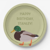 Mallard Duck Realistische Illustration Personalisi Pappteller (Vorderseite)