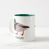 Mallard Duck Realistische Illustration Personalisi Zweifarbige Tasse (Vorderseite Links)