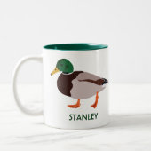Mallard Duck Realistische Illustration Personalisi Zweifarbige Tasse (Links)