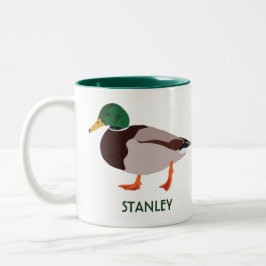 Mallard Duck Realistische Illustration Personalisi Zweifarbige Tasse