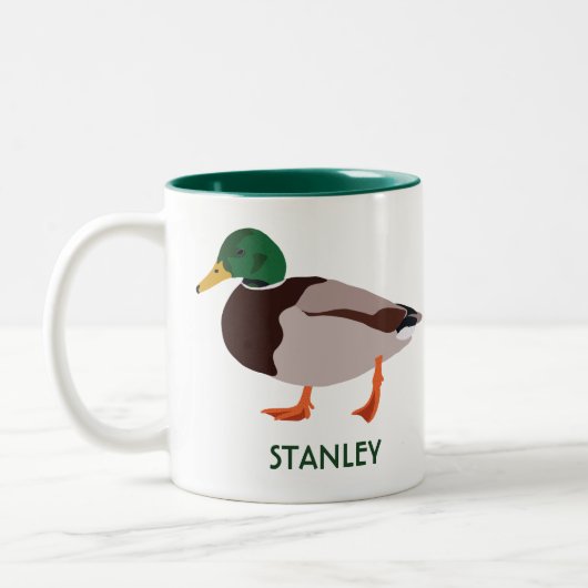 Mallard Duck Realistische Illustration Personalisi Zweifarbige Tasse (Links)