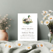 Mallard Duck Sage Green Baby Dusche Einladung