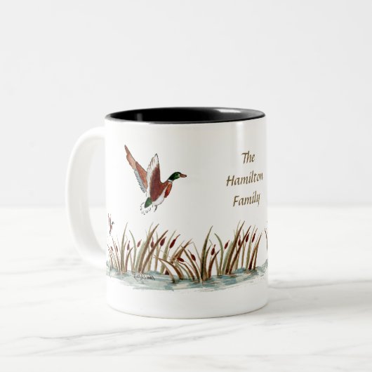 Mallard Duck Scene Zweifarbige Tasse (Vorderseite Links)