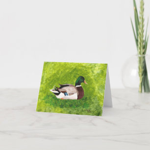 Mallard Duck sitzt in Gras Grußkarten Karte