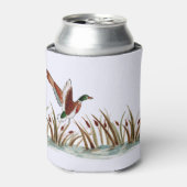 Mallard Duck über Ketten gegen weißen Himmel Dosenkühler (Kanne Vorderseite)