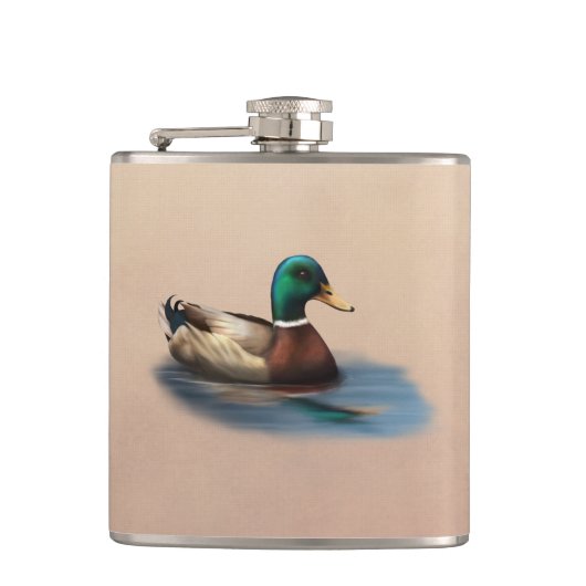 Mallard Duck Vinyl Wrapped Flask Flachmann (Vorderseite)