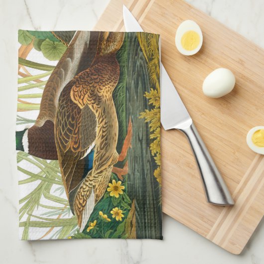 Mallard Duck von John James Audubon Geschirrtuch (Viertel Falte)