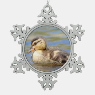 Mallard Duckling Schneeflocken Zinn-Ornament