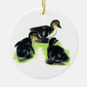 Mallard Ducklings Keramik Ornament