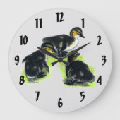 Mallard Ducklings Large Clock Große Wanduhr (Vorderseite)