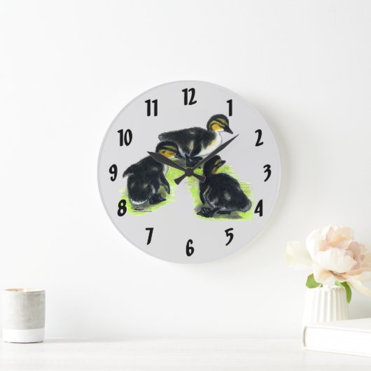 Mallard Ducklings Large Clock Große Wanduhr (Zuhause)