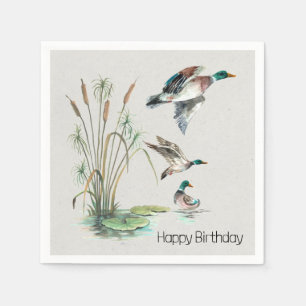 Mallard Ducks and Cattails Geburtstag Serviette