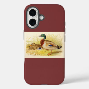 Mallard Ducks Burgundy iPhone 16 Fall Hülle