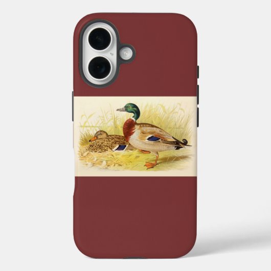 Mallard Ducks Burgundy iPhone 16 Fall Case-Mate iPhone Hülle (Rückseite)